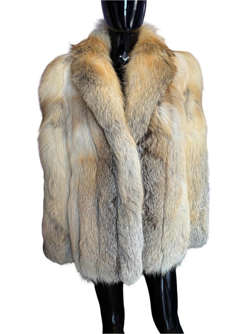 Luxurious Natural Golden Island yellow fox fur jacket coat